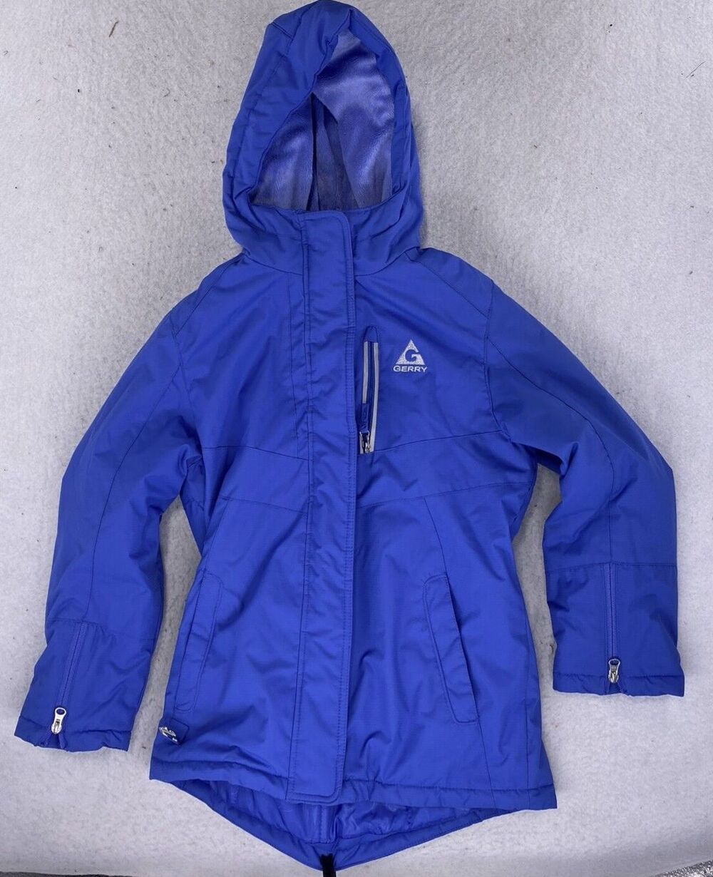 Gerry Larkspur Youth Girls Hooded Winter Ski Jacket Coat Medium 10/12 Royal Blue